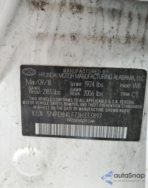 2018 Hyundai Elantra Sel from USA, damaged, VIN 5NPD84LF7JH333897